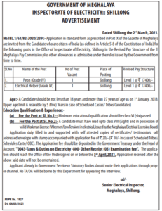Inspectorate-Of-Electricity-Shillong-Recruitment-2021_Peon-Electrical-Helper